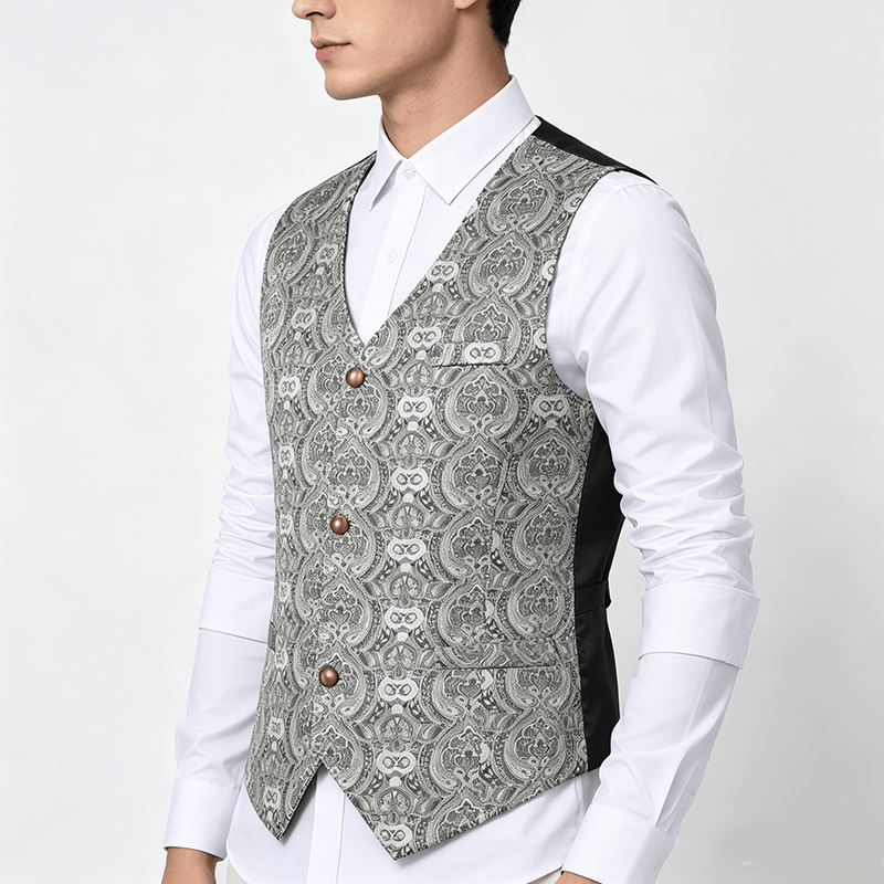 Men's Vintage Gothic Paisley Print Four Season Party Suit Vest - image 2