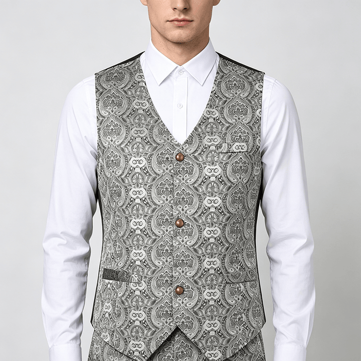 Men's Vintage Gothic Paisley Print Four Season Party Suit Vest - image 1