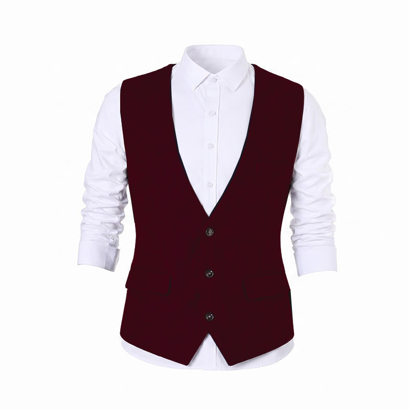 Men's Solid Color Slim Fit All Season Suit Vest - image 17