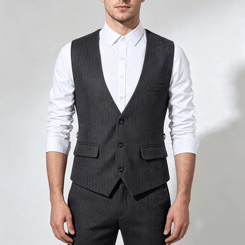 Men's Solid Color Slim Fit All Season Suit Vest - image 1