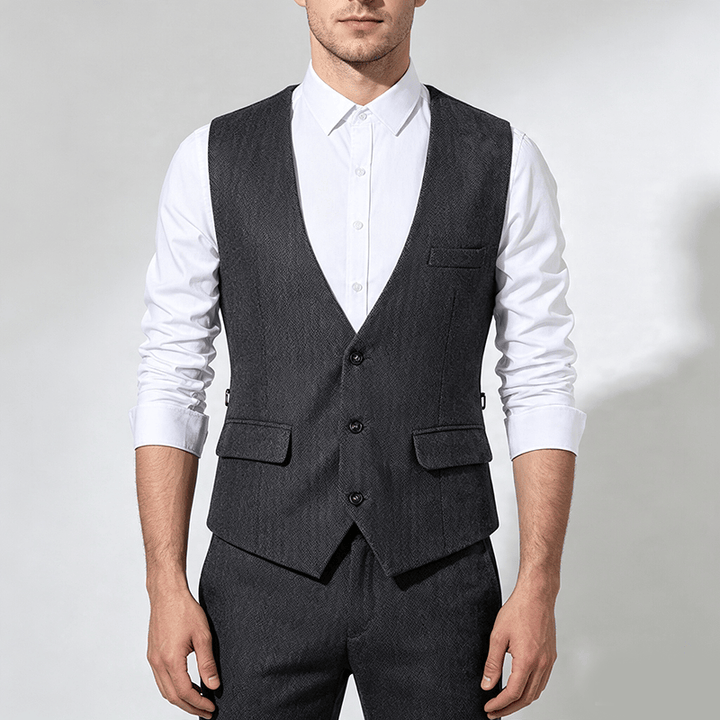Men's Solid Color Slim Fit All Season Suit Vest - image 1
