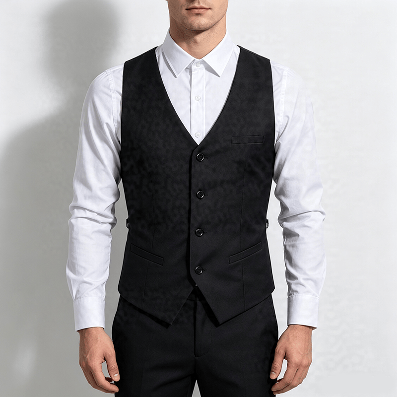 Men's All Season Work Waistcoat Daily Wedding Banquet Suit Vest - image 1