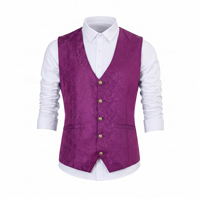 Men's Jacquard Textured Casual Halloween Party Suit Vest - image 19