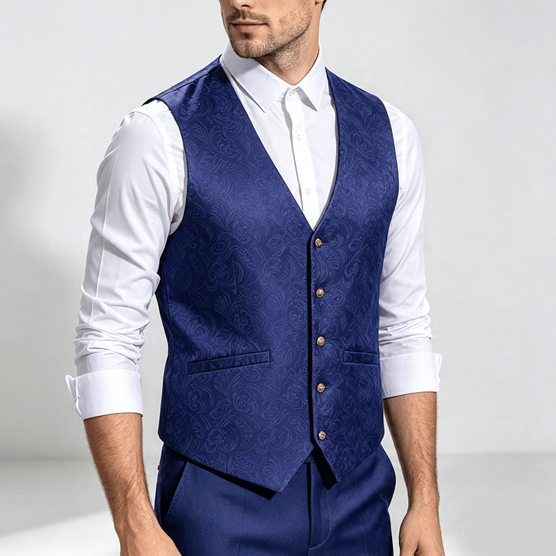 Men's Jacquard Textured Casual Halloween Party Suit Vest - image 2