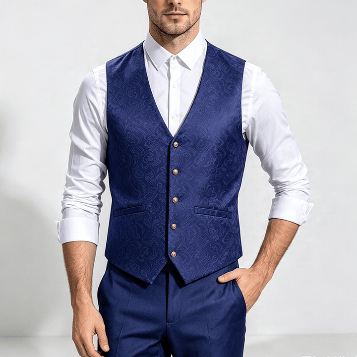Men's Jacquard Textured Casual Halloween Party Suit Vest - image 1