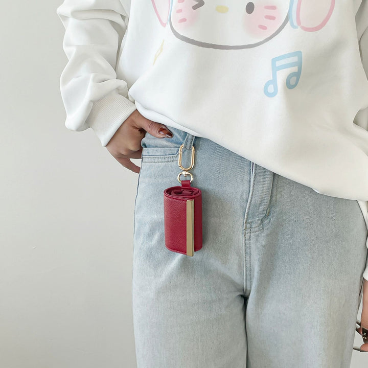Foldable Nylon Shoulder Tote Bag Keychain With Leather Accent - image 18
