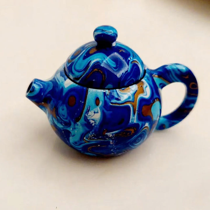 Heritage Flame Porcelain Teapot Rotating Butane Lighter - Sapphire Blue - image 5