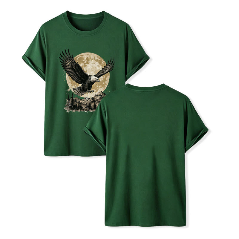 Vintage Bald Eagle Full Moon Mountain Graphic Western T-shirt - Dark Green - 2XL - image 13