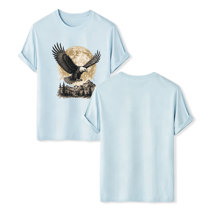Vintage Bald Eagle Full Moon Mountain Graphic Western T-shirt - Blue - 2XL - image 9