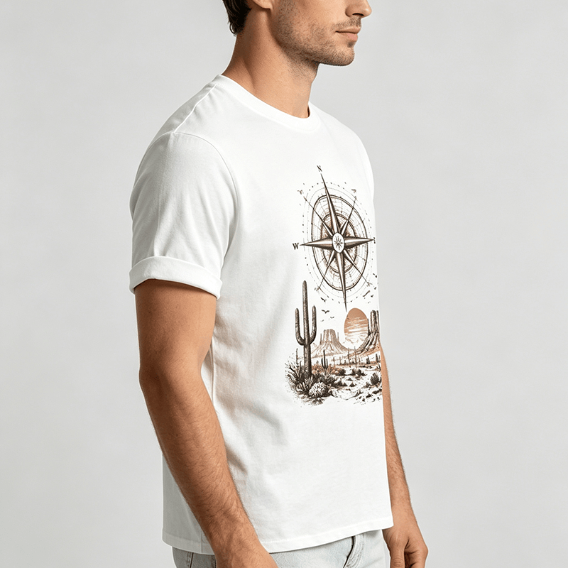 Western Desert Cactus Compass Graphic Print Shirt - image 2