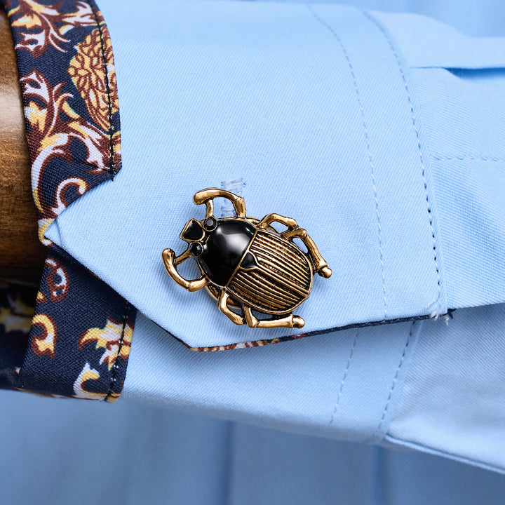 1 Pair Scarab Signet Snap-On Shirt Insect Button Covers - image 3