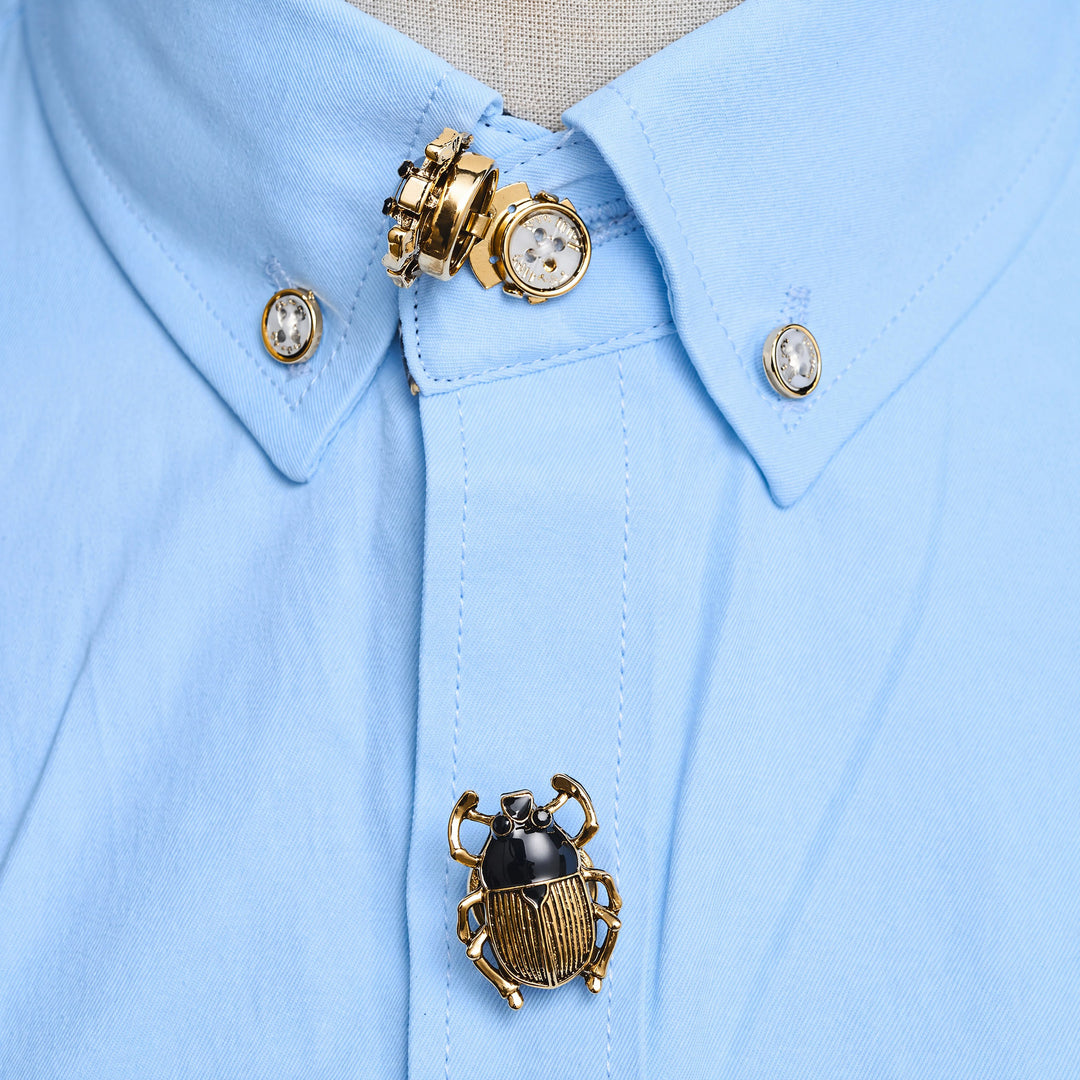 1 Pair Scarab Signet Snap-On Shirt Insect Button Covers - image 2