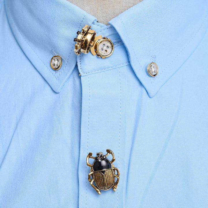 1 Pair Scarab Signet Snap-On Shirt Insect Button Covers - image 2