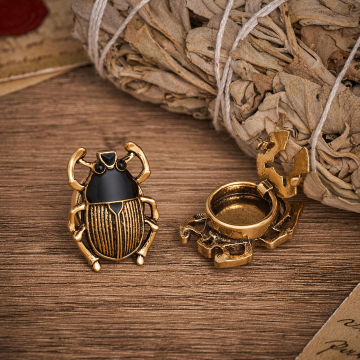 1 Pair Scarab Signet Snap-On Shirt Insect Button Covers - image 1