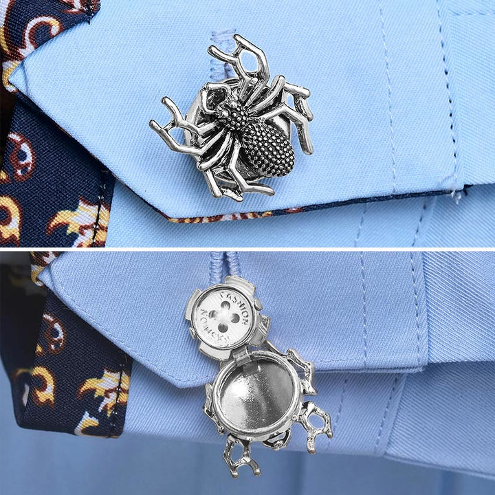 1 Pair Arachnid Snap-On Shirt Insect Button Covers - Silver - image 8