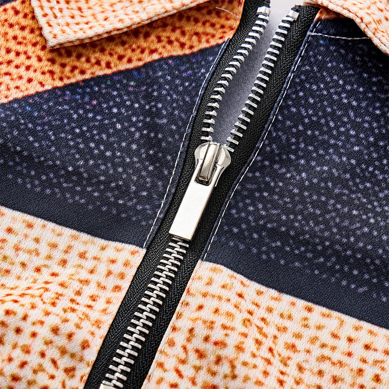 Earth Tone Giraffe Print Zip Collar Polo Shirt - image 5