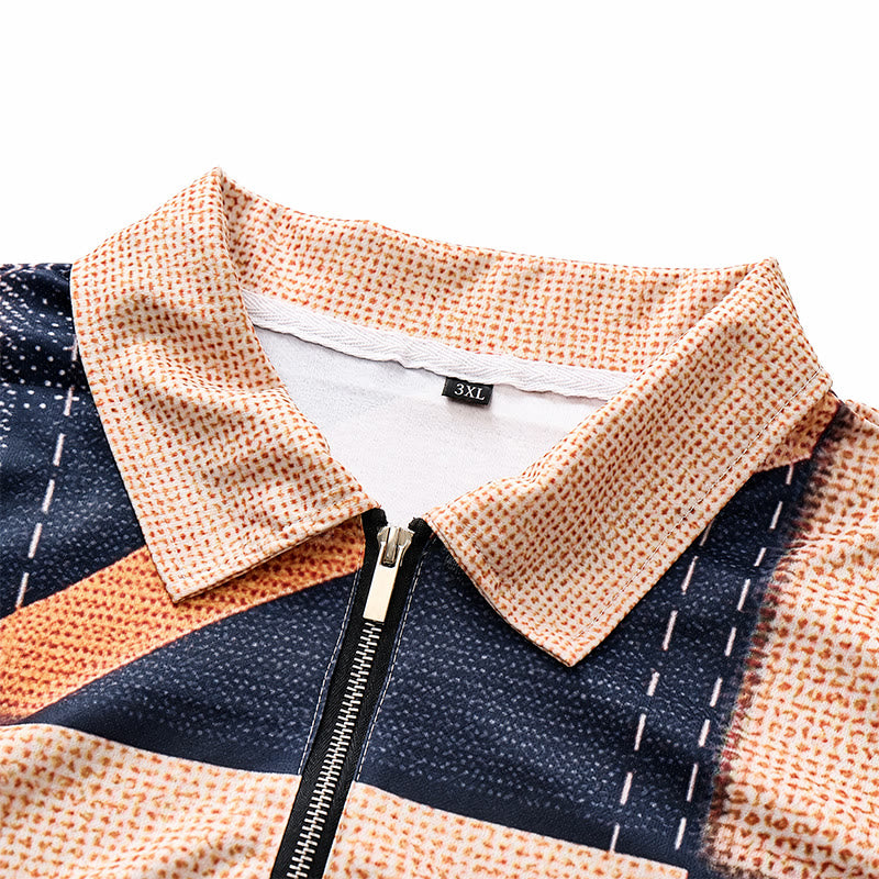 Earth Tone Giraffe Print Zip Collar Polo Shirt - image 4