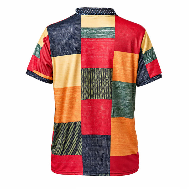 Street Style Color Clash 3D Print Zip Collar Polo Shirt - image 10