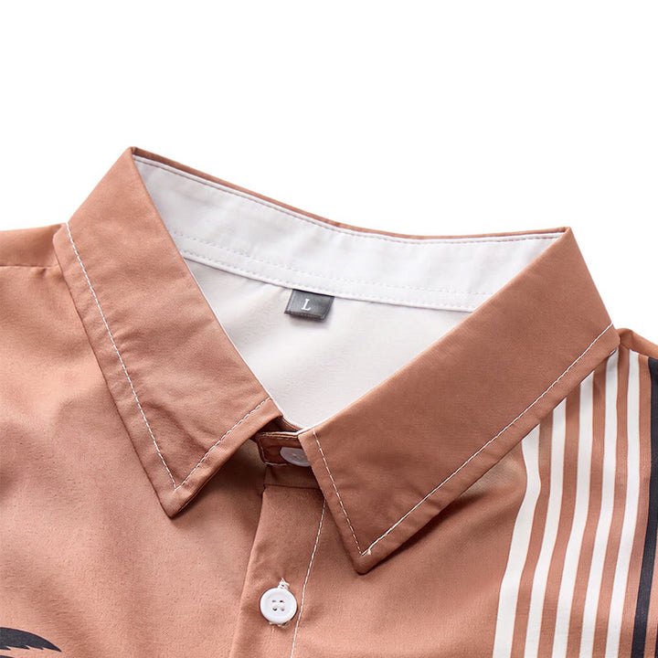 Men's Color Block Palm Tree Hawaiian Street Casual Shirt - image 4
