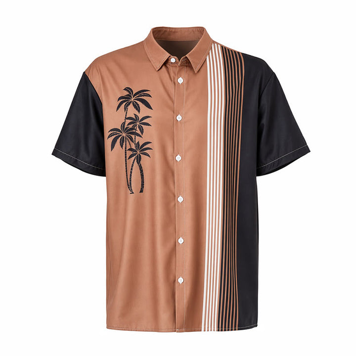 Men's Color Block Palm Tree Hawaiian Street Casual Shirt - image 9