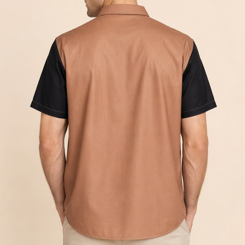 Men's Color Block Palm Tree Hawaiian Street Casual Shirt - image 2