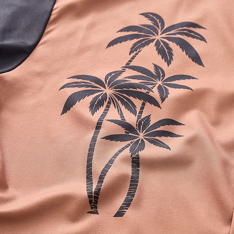 Men's Color Block Palm Tree Hawaiian Street Casual Shirt - image 5
