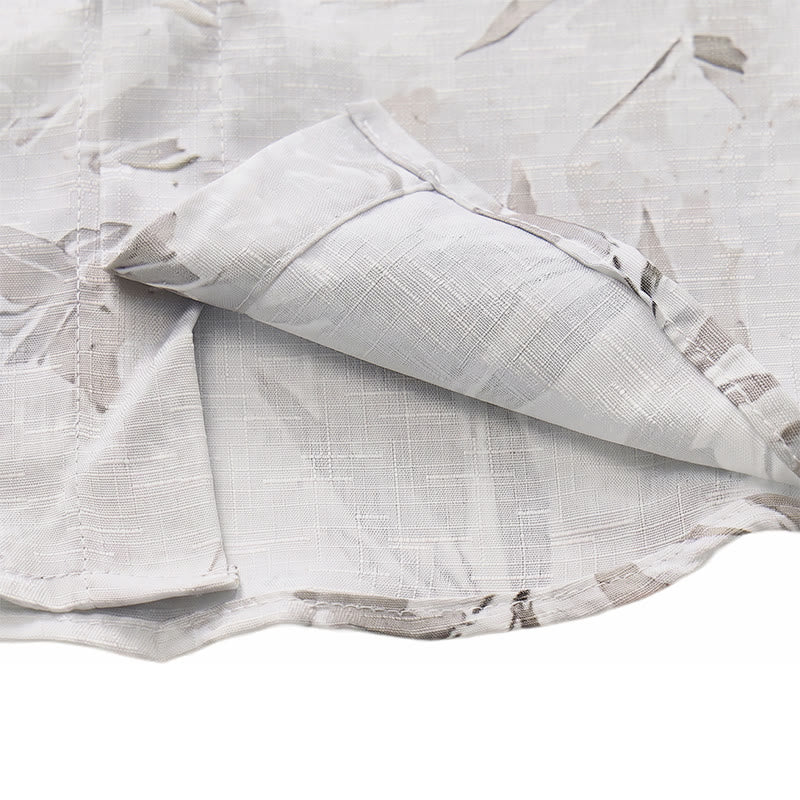 Men's Vintage Grey Leaf Floral Print Light Mature Casual Shirt - image 6