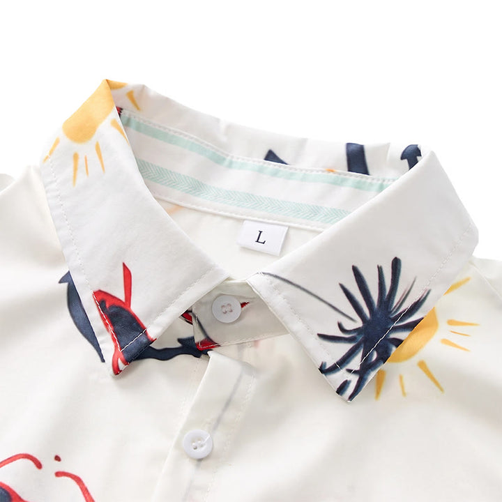 Men's Nautical Cocktail Palm Print Hawaiian Summer Short Sleeve Shirt - image 4