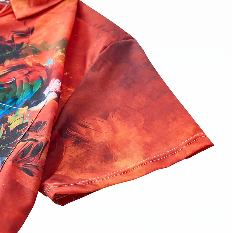 Men's Art Graffiti Parrot Color Block Hawaiian Shirt - image 9