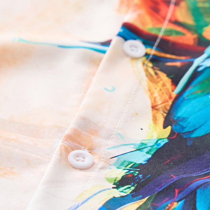 Men's Art Graffiti Parrot Color Block Hawaiian Shirt - image 5