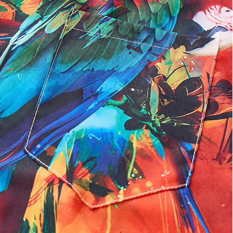 Men's Art Graffiti Parrot Color Block Hawaiian Shirt - image 6