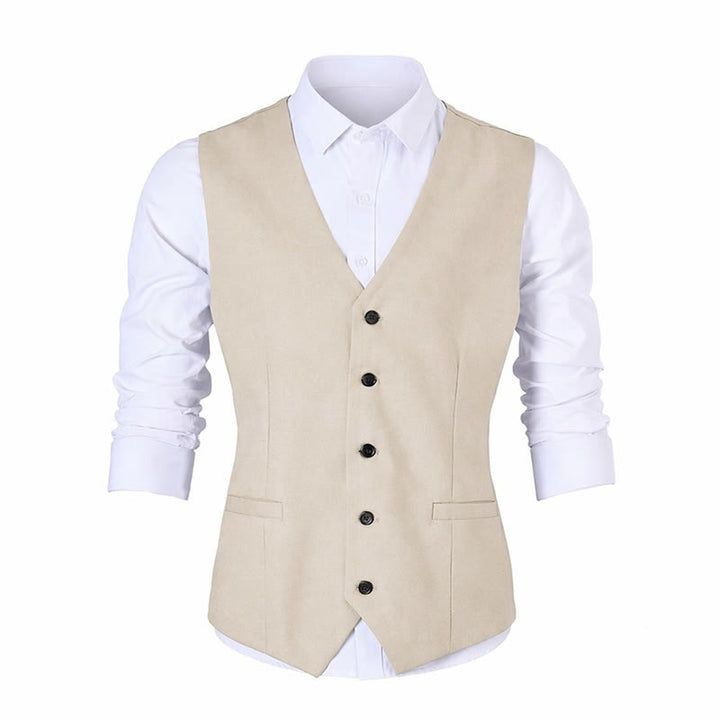Groomsmen Linen Beach Wedding V-Neck Dress Vest - image 14