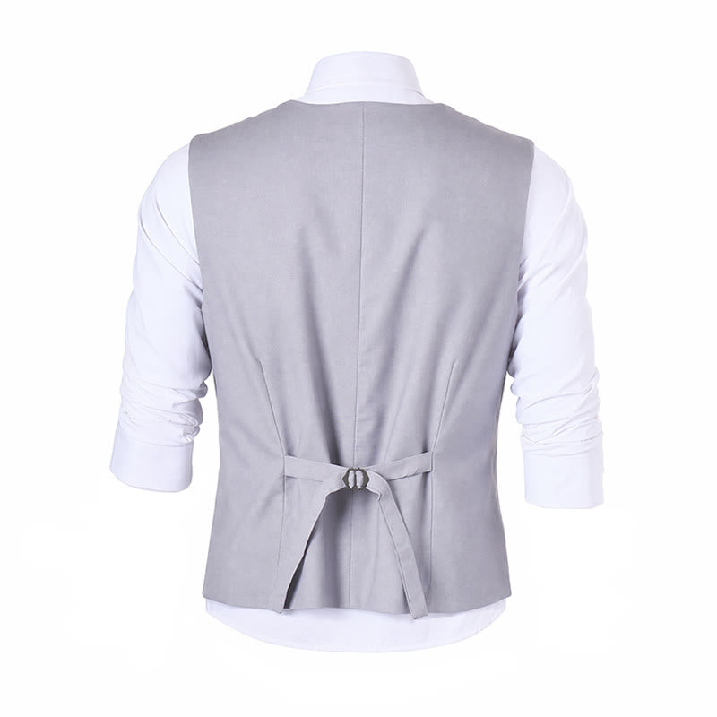 Groomsmen Linen Beach Wedding V-Neck Dress Vest - image 13