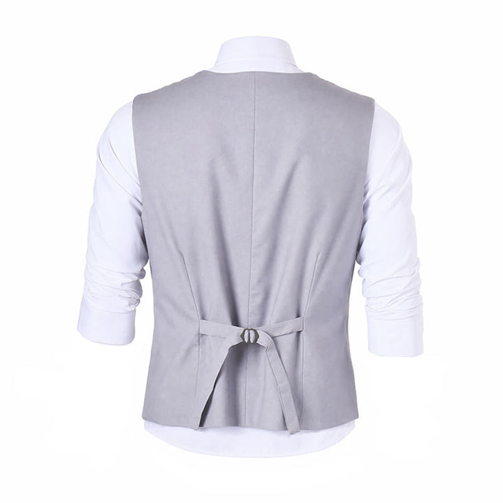 Groomsmen Linen Beach Wedding V-Neck Dress Vest - image 13