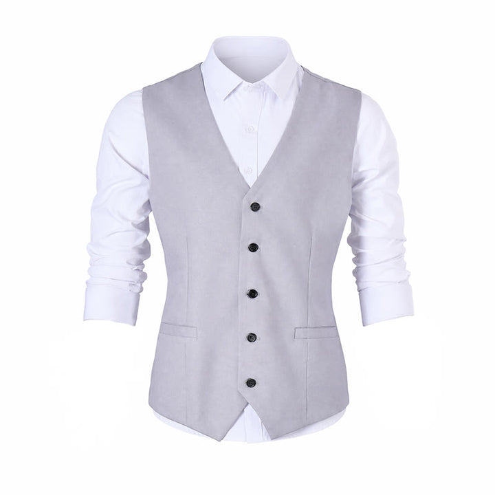 Groomsmen Linen Beach Wedding V-Neck Dress Vest - image 12