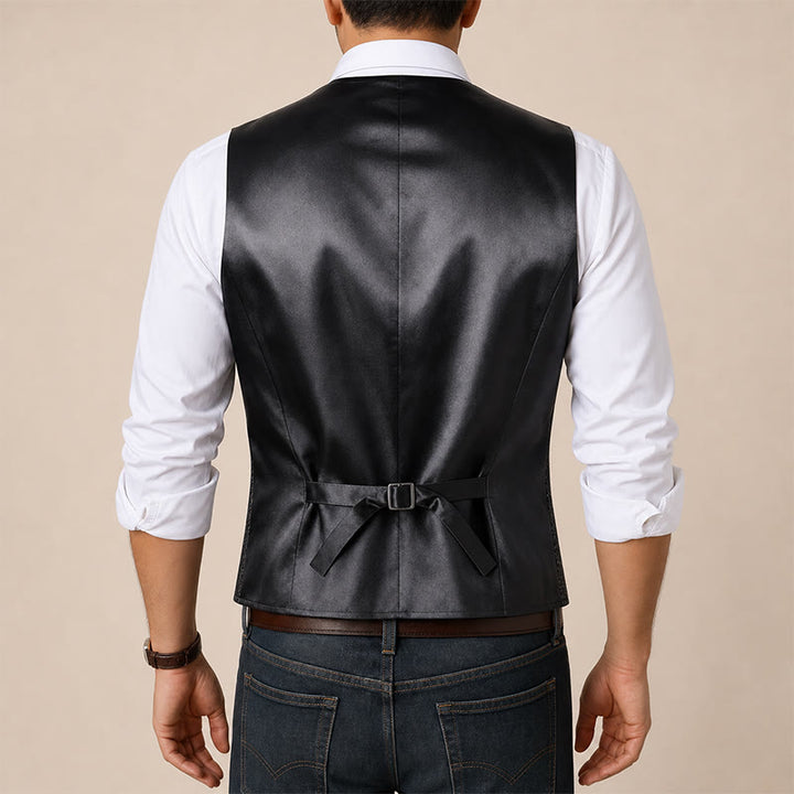 Luxury Metallic-Tone Snakeskin Pattern Suit Vest - image 2