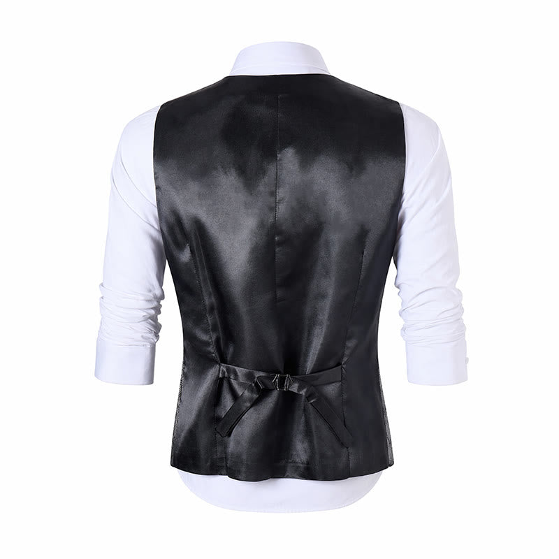 Luxury Metallic-Tone Snakeskin Pattern Suit Vest - image 11