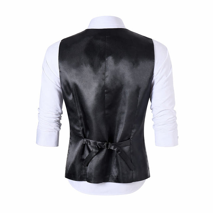 Luxury Metallic-Tone Snakeskin Pattern Suit Vest - image 11