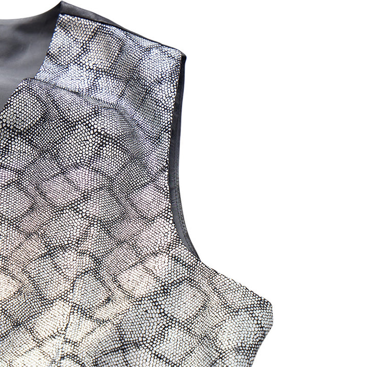 Luxury Metallic-Tone Snakeskin Pattern Suit Vest - image 8