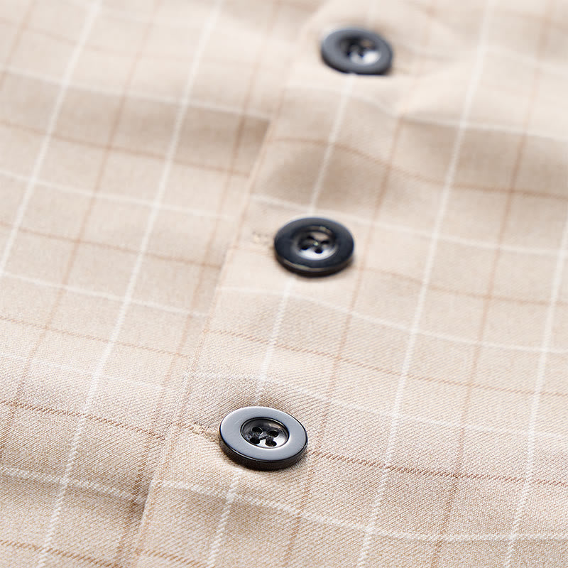 Light Khaki Windowpane Plaid Gentleman Suit Vest - image 5