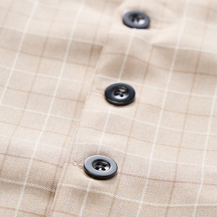 Light Khaki Windowpane Plaid Gentleman Suit Vest - image 5