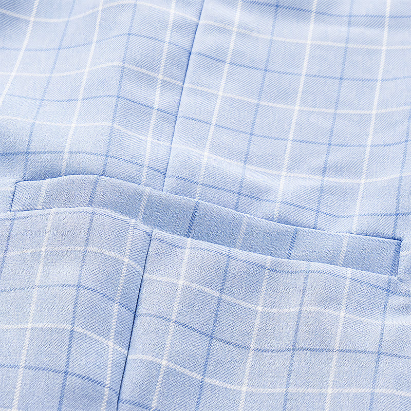 Light Blue Groomsmen Plaid V-Neck Suit Vest - image 6