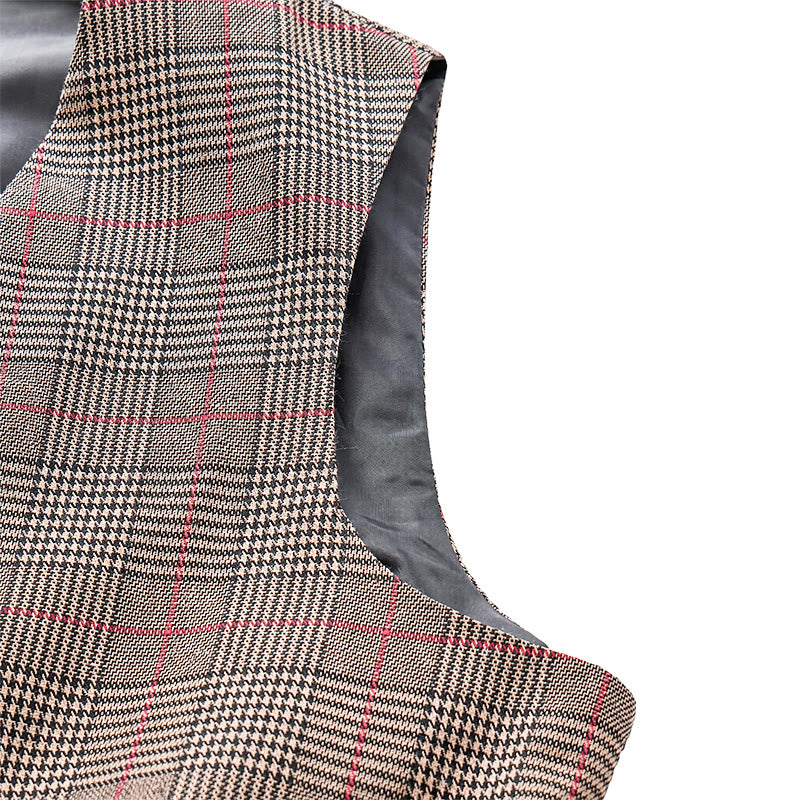 Vintage Heritage Style Checkered V-Neck Suit Vest - image 7