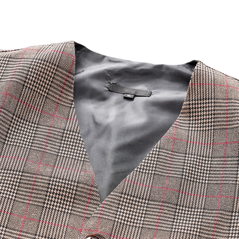 Vintage Heritage Style Checkered V-Neck Suit Vest - image 4