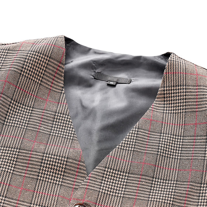 Vintage Heritage Style Checkered V-Neck Suit Vest - image 4