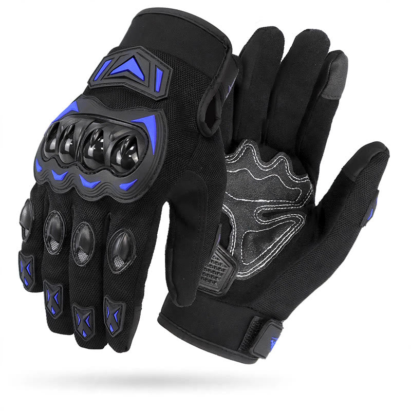 Full Finger Touchscreen Moto Gloves With Hard Knuckle Protection - Blue - XXL - image 0