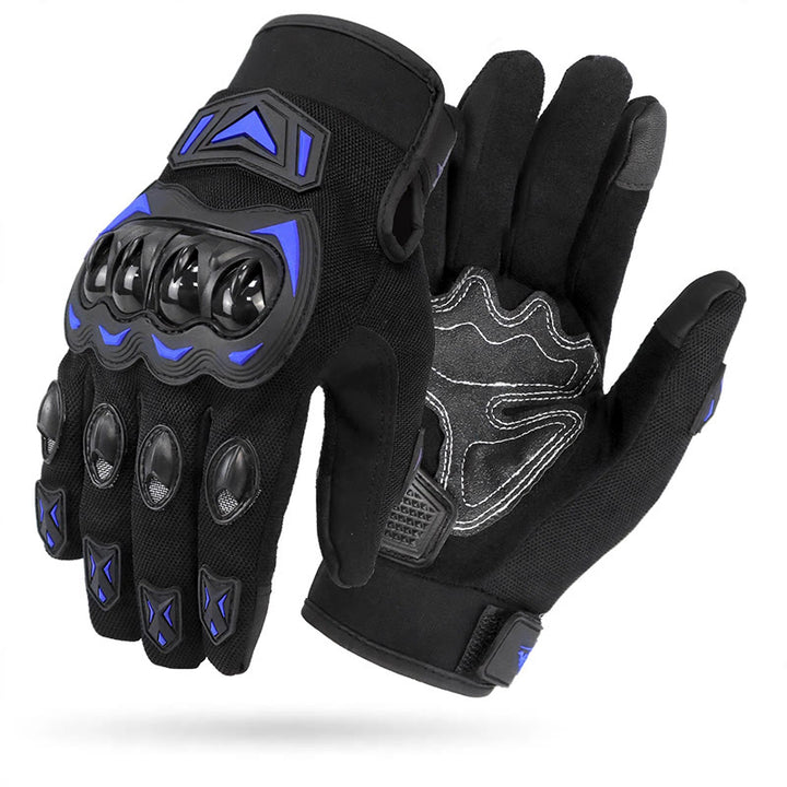 Full Finger Touchscreen Moto Gloves With Hard Knuckle Protection - Blue - XXL - image 0
