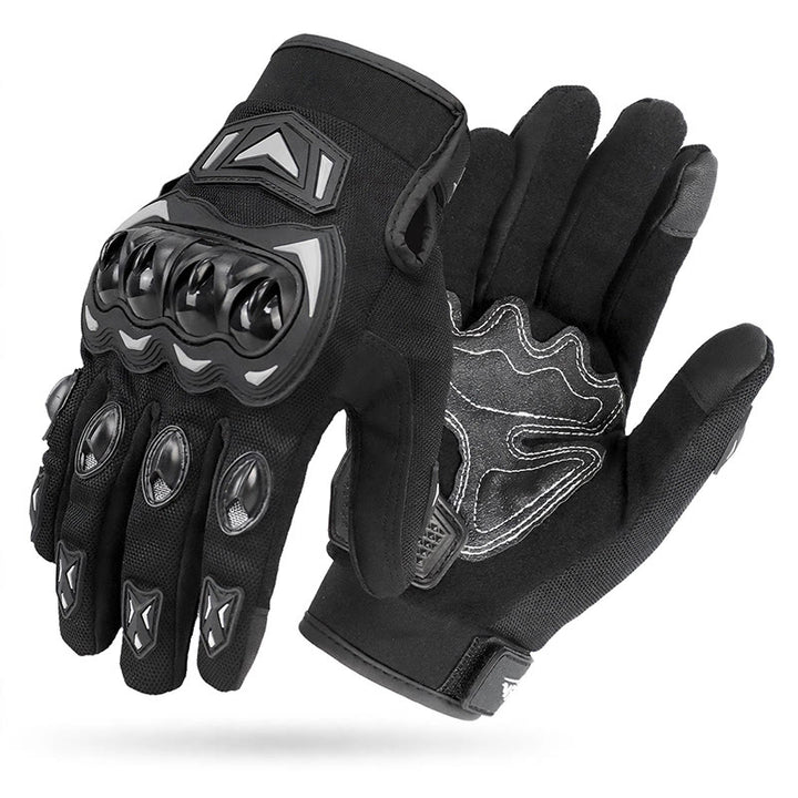 Full Finger Touchscreen Moto Gloves With Hard Knuckle Protection - Black - XXL - image 2