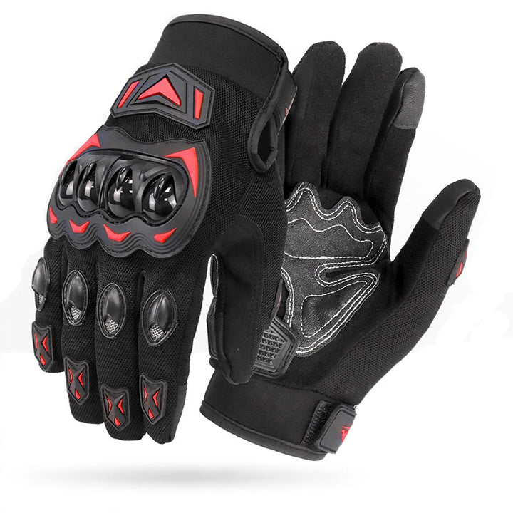 Full Finger Touchscreen Moto Gloves With Hard Knuckle Protection - Red - XXL - image 11