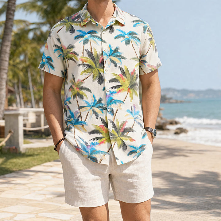 Men's Coconut Tree Printed Casual Vacation Shirt - Style#1 - 4XL - image 0